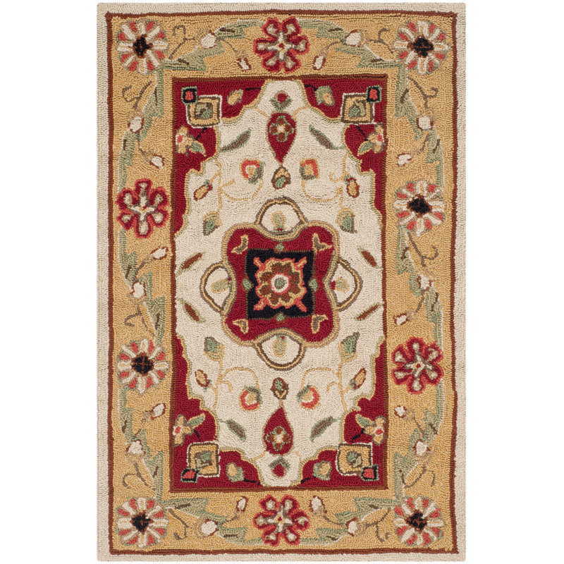 Bryonhall Hand Hooked Performance Floral Rug, Rectangle 3' x 5'