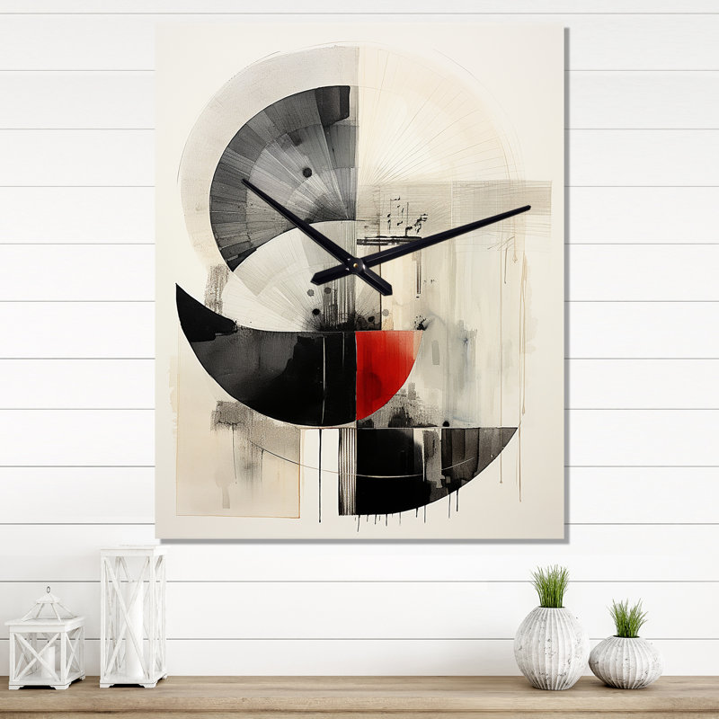 Asian Art Seashell Sumi VIII - Asian Wall Clock Oversized, 32" H x 16" W x 1" D