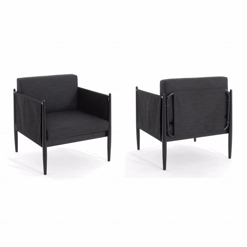 Ensemble de 2 fauteuils club d'extérieur, aluminium noir