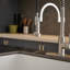 Robinet de cuisine commercial à poignée simple avec douchette extractible 1 trou Robinet de lavabo de cuisine à ressort en acier inoxydable avec bec rotatif à 360 degrés-70620029