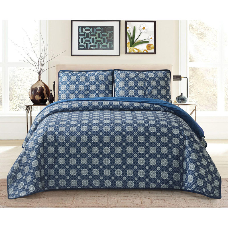 Buntingford Polyester Quilt, Full/Queen, Indigo