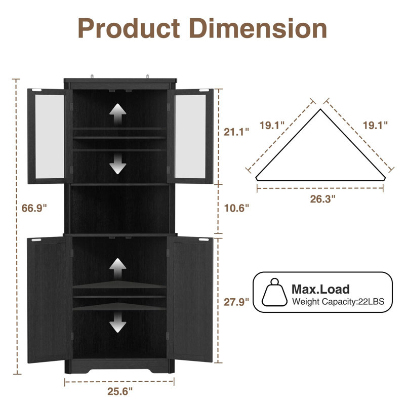 Armoire de rangement 67 po H, Noir