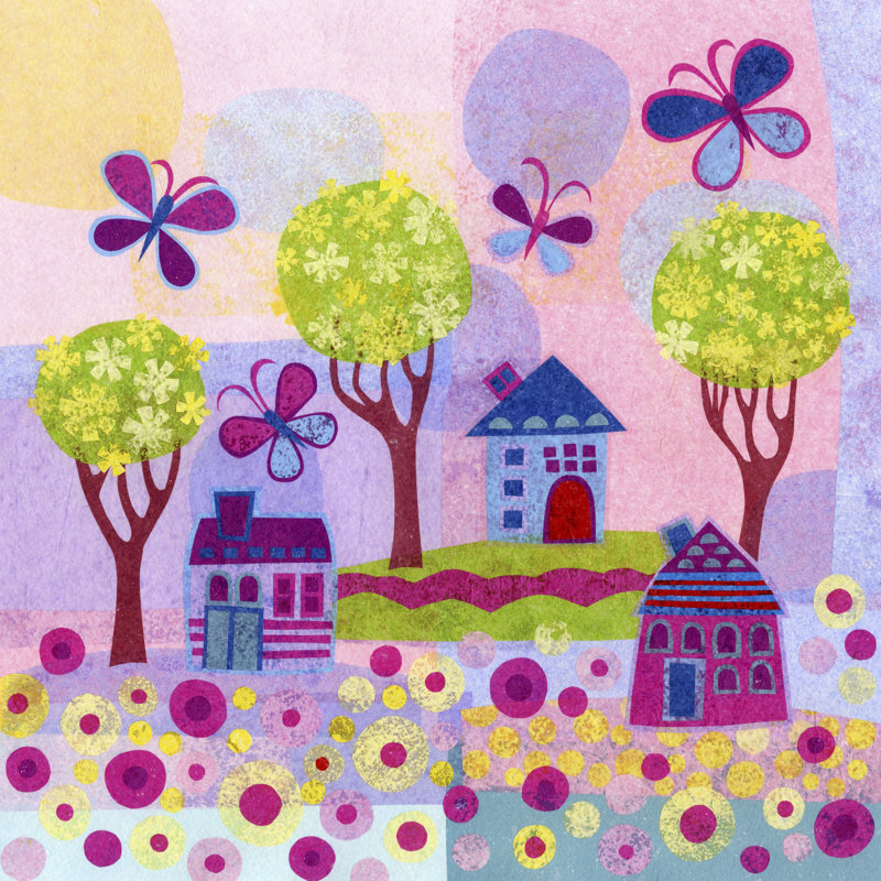 Springtime Houses by Kim Conway - Wrapped Canvas Print, 51cm H x 51cm W x 3.8cm D