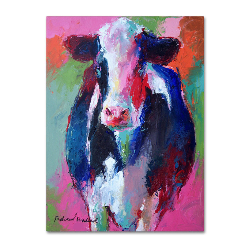 « art rose cow », reproduction sur toile tendue, H 47 po x l 35 po