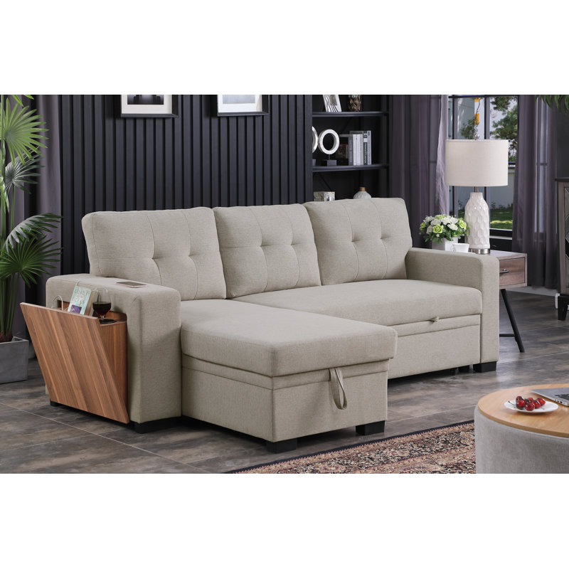 Canapé modulaire 3 pièces rembourré, Mélange de lin gris
