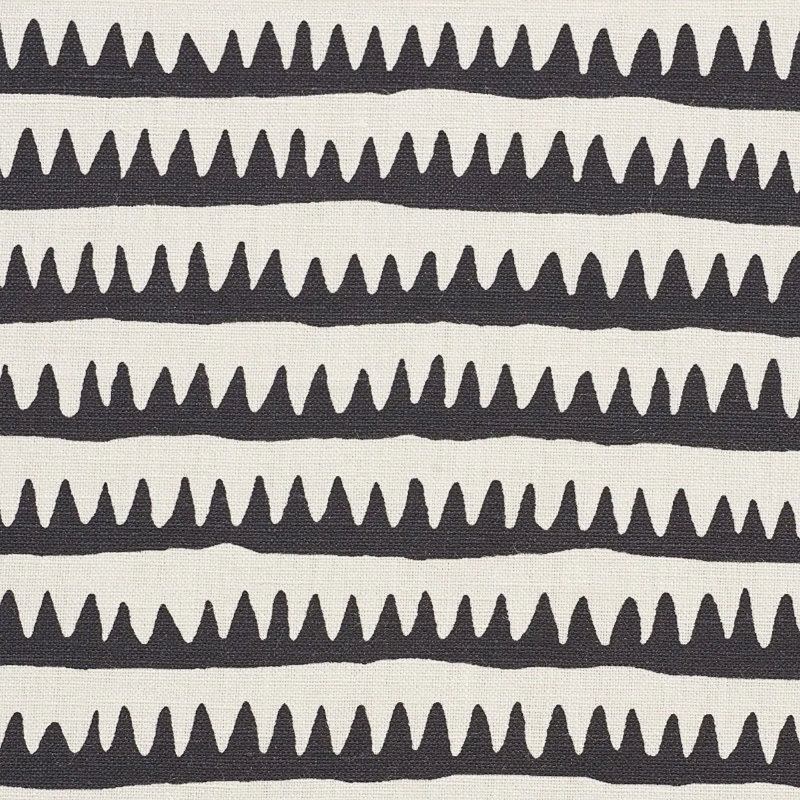 Corfu Hand Printed Stripe Fabric, Black