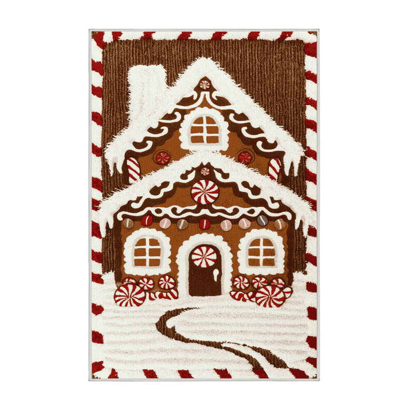 Washable Gingerbread house Desserts Area Rug, Rectangle 6' x 9'