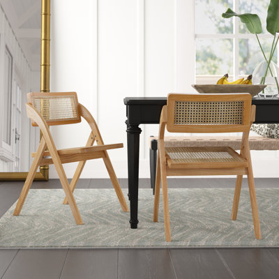 Lambinet Industry Chic Solid Ash Wood Folding Dining Chair in Natural