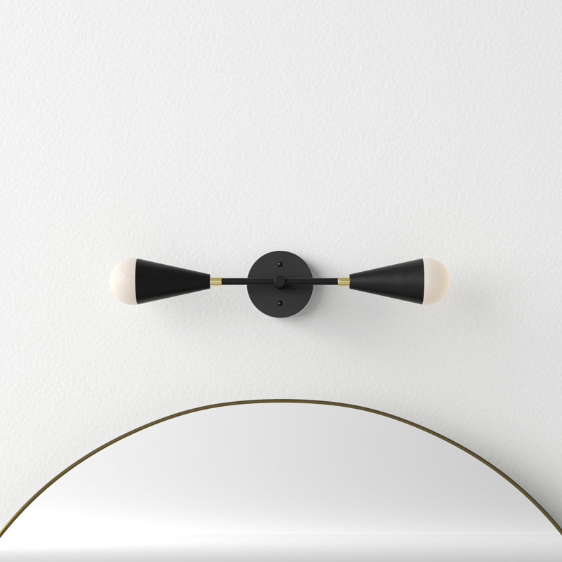 Monroe 2 Light Frosted Dimmable Vanity Light, Black