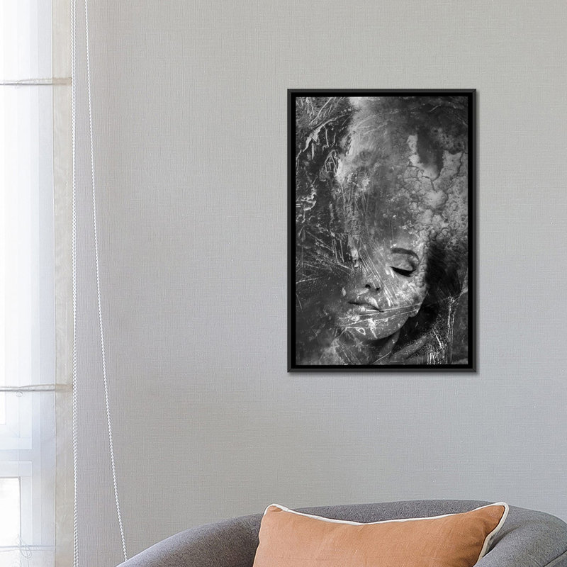 « b&w i », impression sur toile, H 26 po x l 18 po x P 1,5 po, Toile avec cadre noir, Pas de tapis