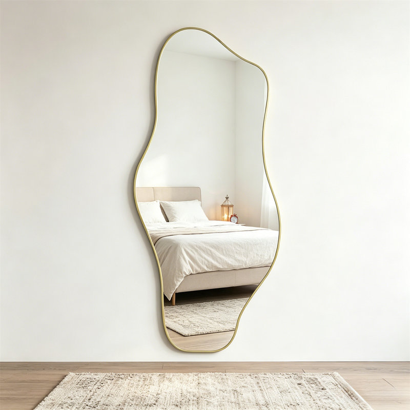 Full Body Mirror, Irregular Full-Length Mirror - Asymmetric Tempered Glass Mirror, Suitable For Modern Large Organic Frameless Mirrors In Living Rooms, Bedrooms, Corridors, And Entrances - Suspended Vertically Or Horizontally
