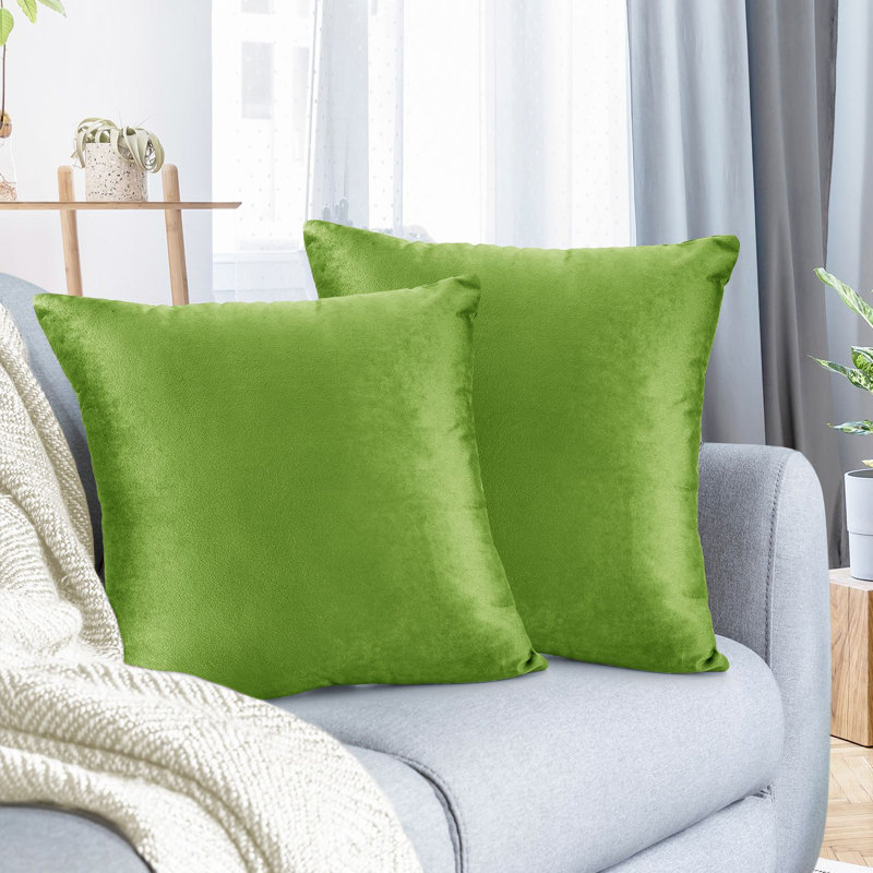 Housse de coussin décoratif en velours , Vert jardin, 22 po x 22 po