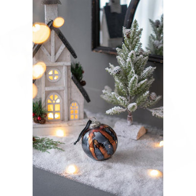 D3.9" Christmas Ball Ornaments, Glass Decorative Hanging Ball Christmas Tree Ornaments For Holiday Party Decorations, Set Of 6