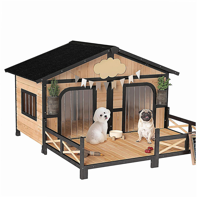 Niche pour chien avec porche Dog House, Naturel