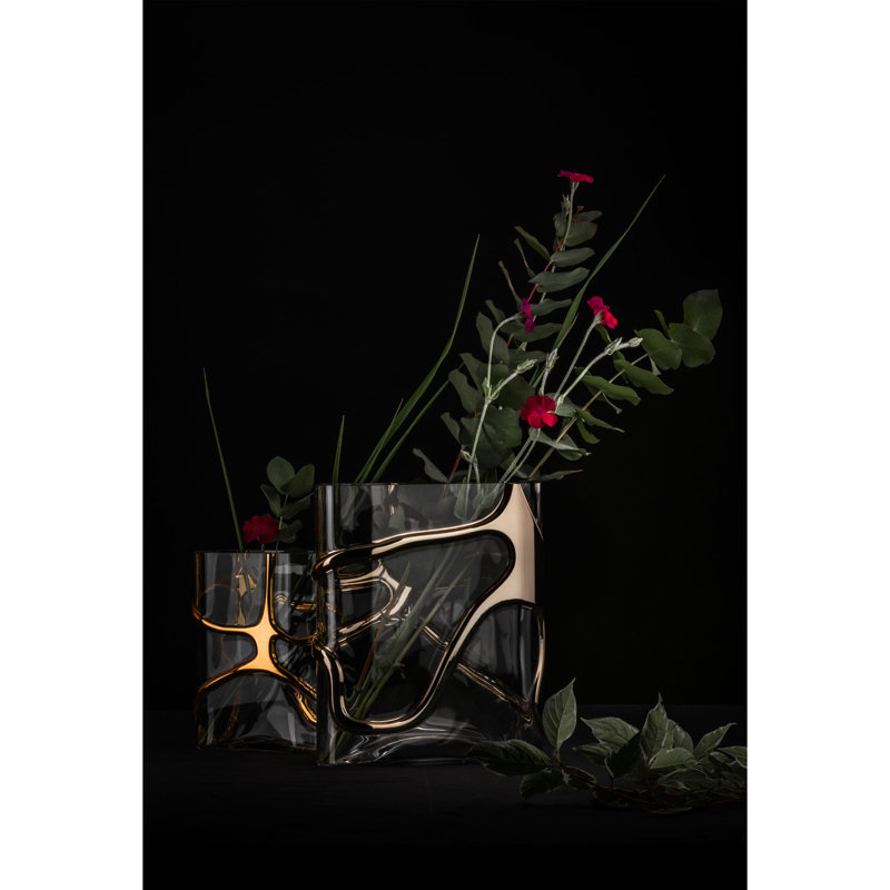 Ayrionna Crystal Table Vase, Gold , 22.3cm H x 19cm W x 8.5cm D