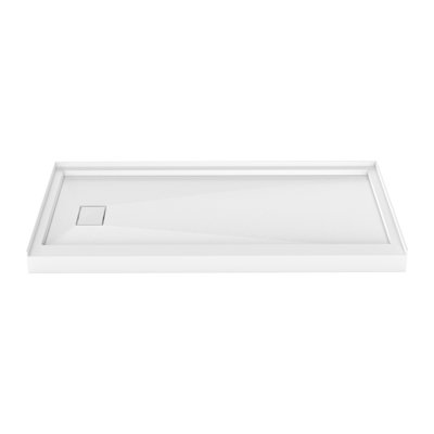 48" x 36" Solid Surface Single Threshold Shower Pan Base with Left Drain , Non-Slip