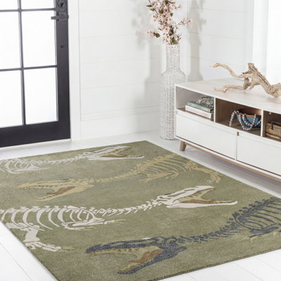 Kingdarr T-Rex Modern Kids Machine-Washable Rug