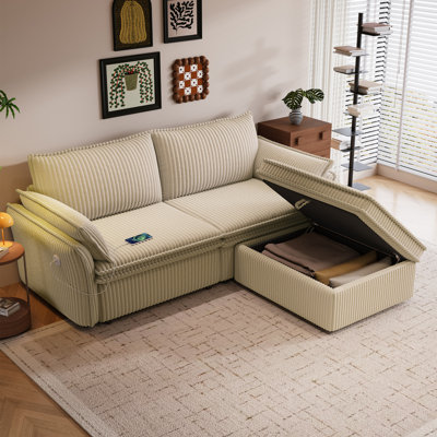 Ceci est un canapé multifonctionnel avec un canapé-lit convertible de 85 pouces. Il est de conception deux-en-un et convient à la fois à la position assise et allongée. Il est fait de tissu moelleux et convient aux deux salons