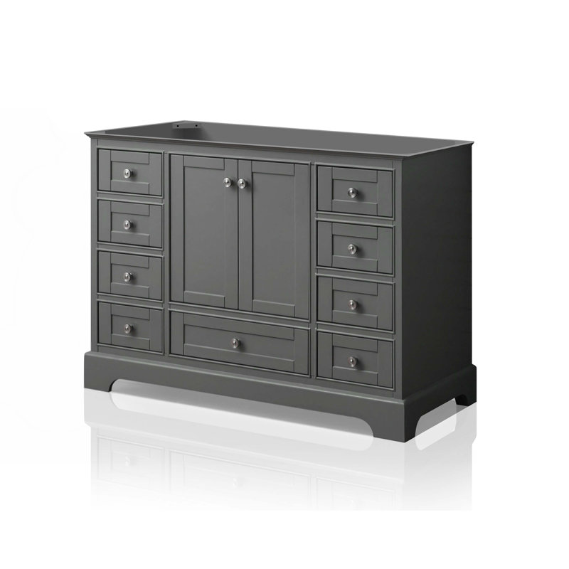 Audrey 48'' W Single Vanity, Carrara White, Brushed Nickel, Sapphire Gray