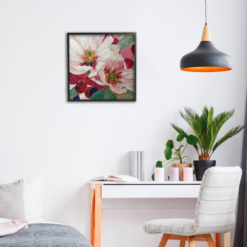 Cimarron Flowers Ornate Details Framed Giclee, design by Annabelle Hall, Midnight Black Framed Giclee, 12" H x 12" W