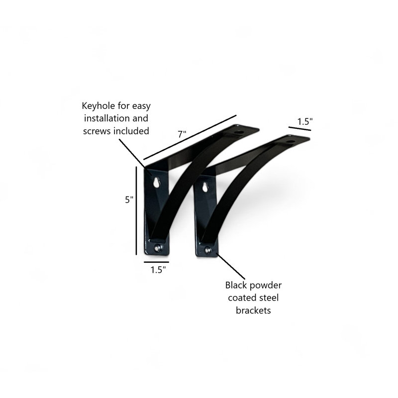Support en L Harmony avec courbe, H 5 po x l 1,50 po x P 10 po
