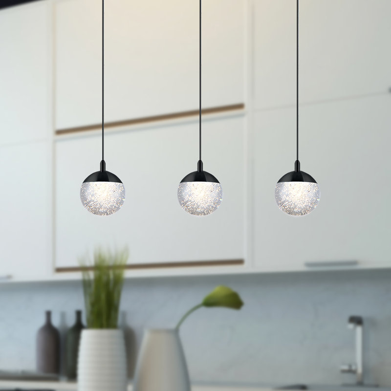 Heatherly 3 - Light Kitchen Island Pendant, Black