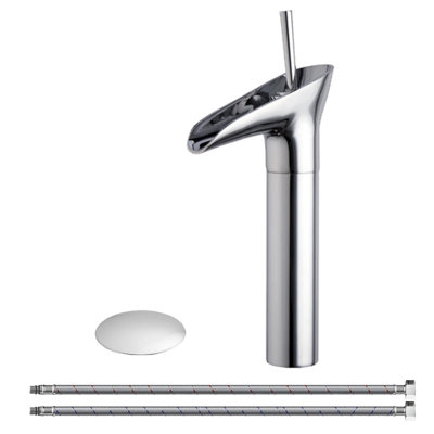 Vessel Single Hole Single Handle Bathroom Faucet with Drain Assembly