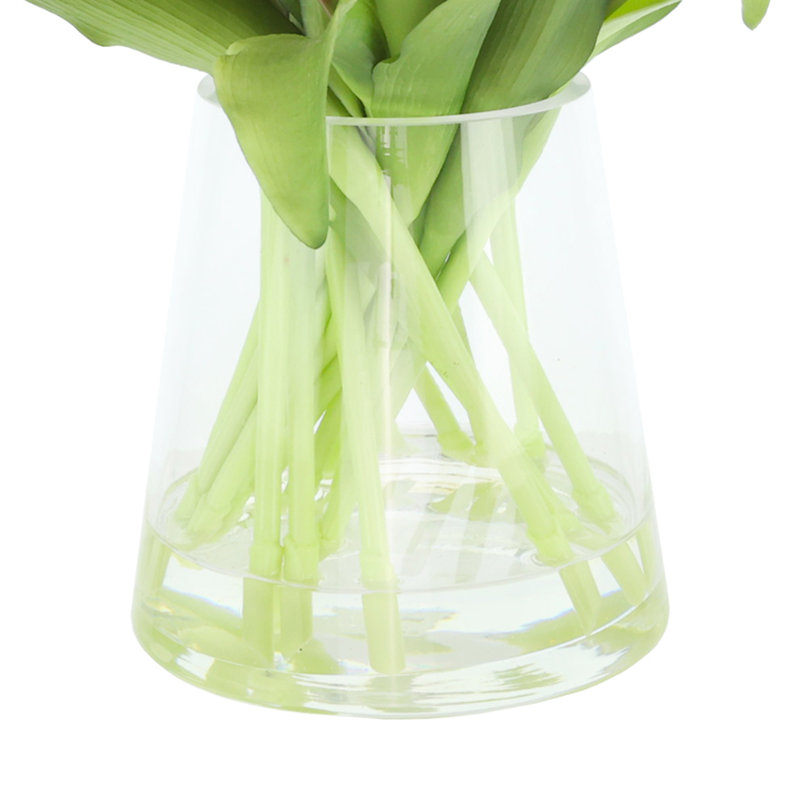 Real Touch Tulips in Glass Vase, Dark Pink