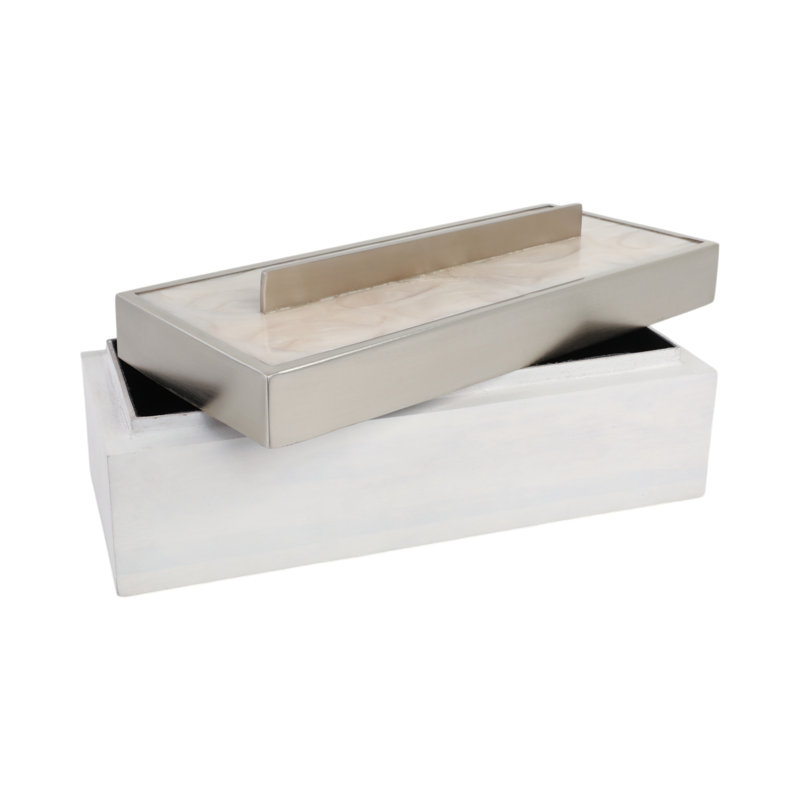 Boîtes décoratives avec couvercle amovible - Boîte décorative élégante pour rangement et porte-souvenirs - Organisateur de bijoux et boîte à souvenirs pour décor de chambre à coucher, de salon ou de bureau - 14 po, blanc