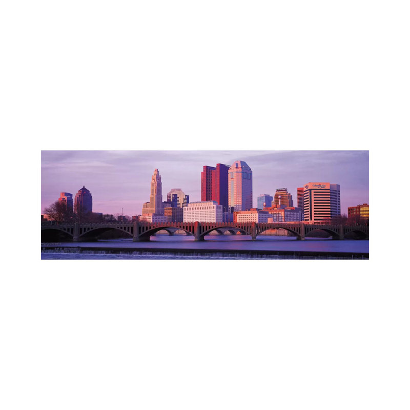 Columbus Panoramic Skyline Cityscape (Dusk) - Wrapped Canvas Panoramic Print, 30.48 cm H x 91.44 cm W x 1.91 cm D