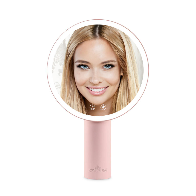 Miroir de maquillage portatif à DEL Tritone Gravity, Rose