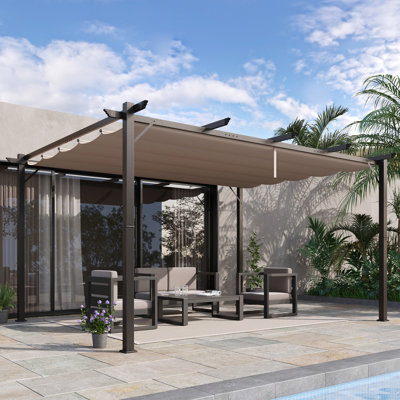 Auvent rétractable pour pergola 10 'x 13' - abat-jour réglable en aluminium pour patio, abri de jardin, porche et cour arrière