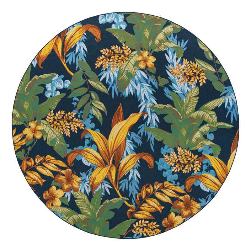 Brett Washable Floral Indoor / Outdoor Rug, Round 10'