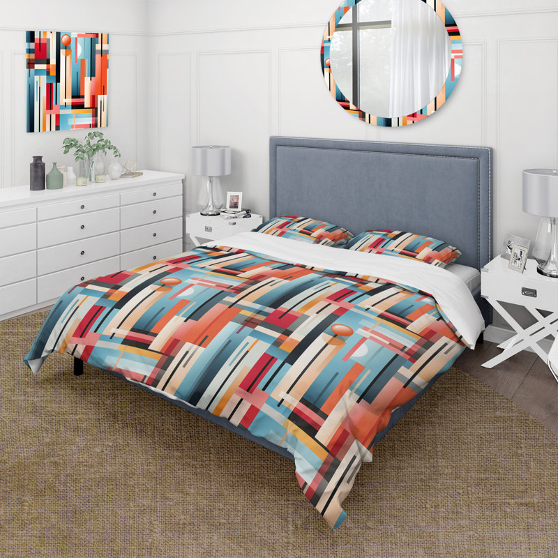 Urban Chic Striped Pattern Duvet Cover, Queen Duvet Cover + 2 Standard Shams