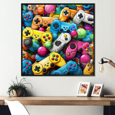 Colorful Gaming Controllers Ps - Video Games Wall Art