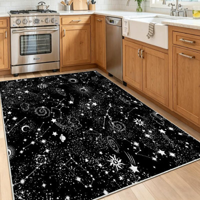 Tapis bleu zodiaque lavable à la machine Space Constellation for Blue
