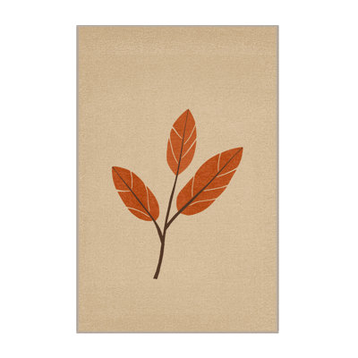 Soft Plush Feller Thanksgiving Modern & Contemporary Abstract Area Rug in Brown – Beige Binding