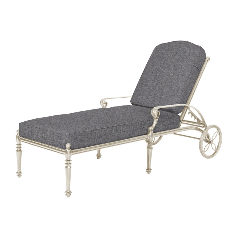 Grand Terrace Outdoor Chaise Lounge, Cast Slate Sunbrella® Plainweave, Vintage