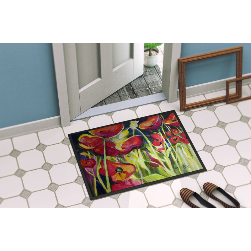 Paillasson d’intérieur antidérapant tibbie Poppies, Rectangle 2 pi x 3 pi