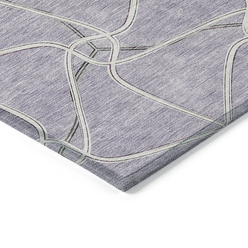 Tapis lavable intérieur / extérieur 9 pi x 12 pi lavande et ivoire