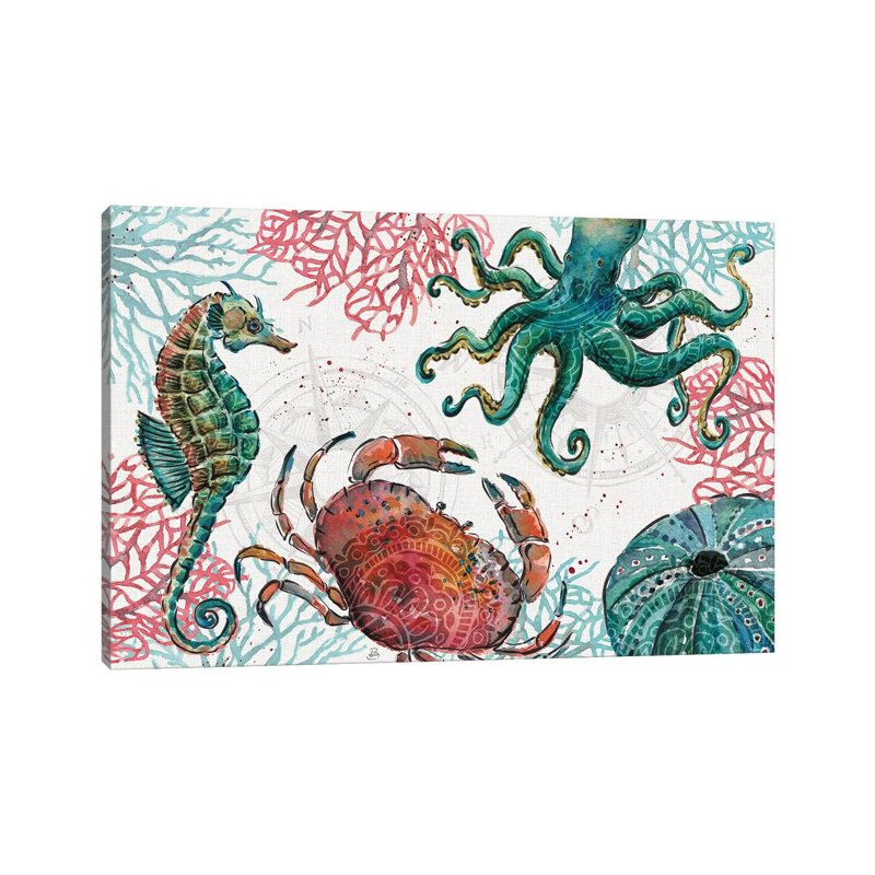 Ocean Finds I by Daphne Brissonnet - Wrapped Canvas Painting, 30.48 cm H x 45.72 cm W