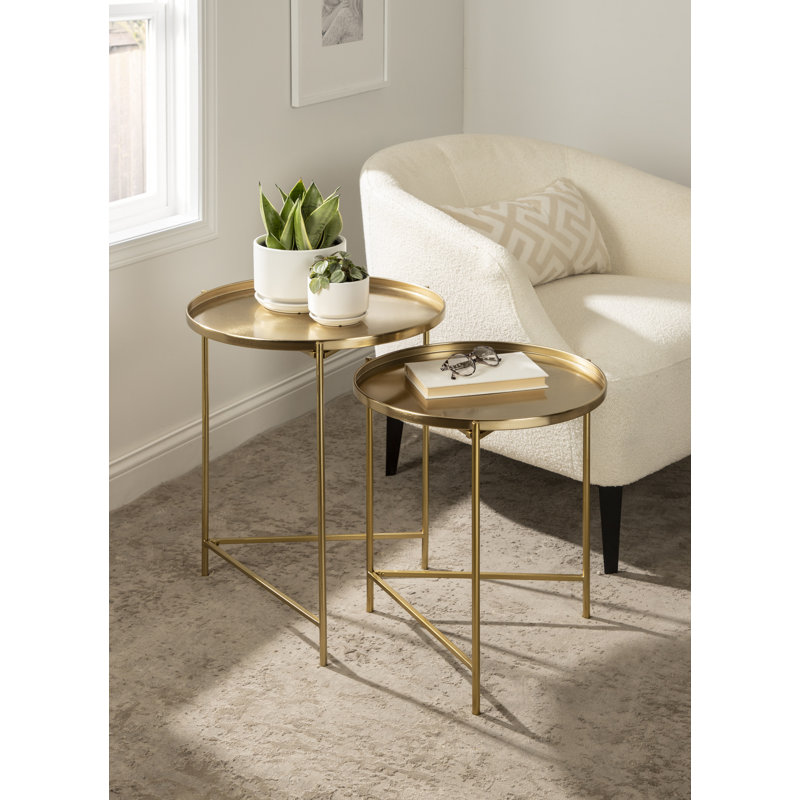 Gwynn Tray Top Nesting Tables, Metallic Gold Top/Metallic Gold Base