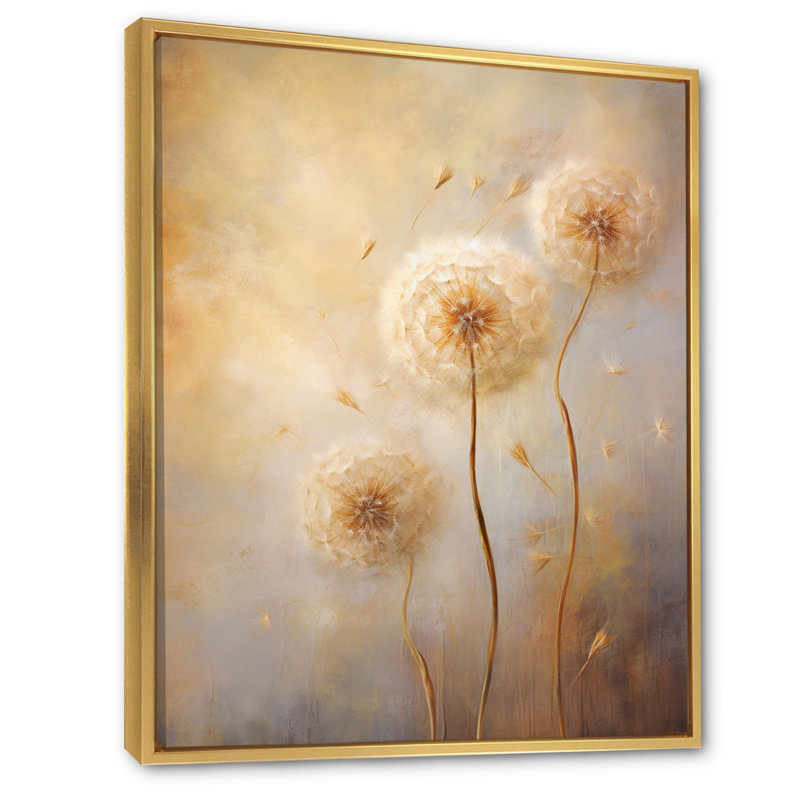 Breconvale White Dandelion Romantic Impression II - Dandelion Large Wall Art, 32" H x 16" W, Gold Floater Framed