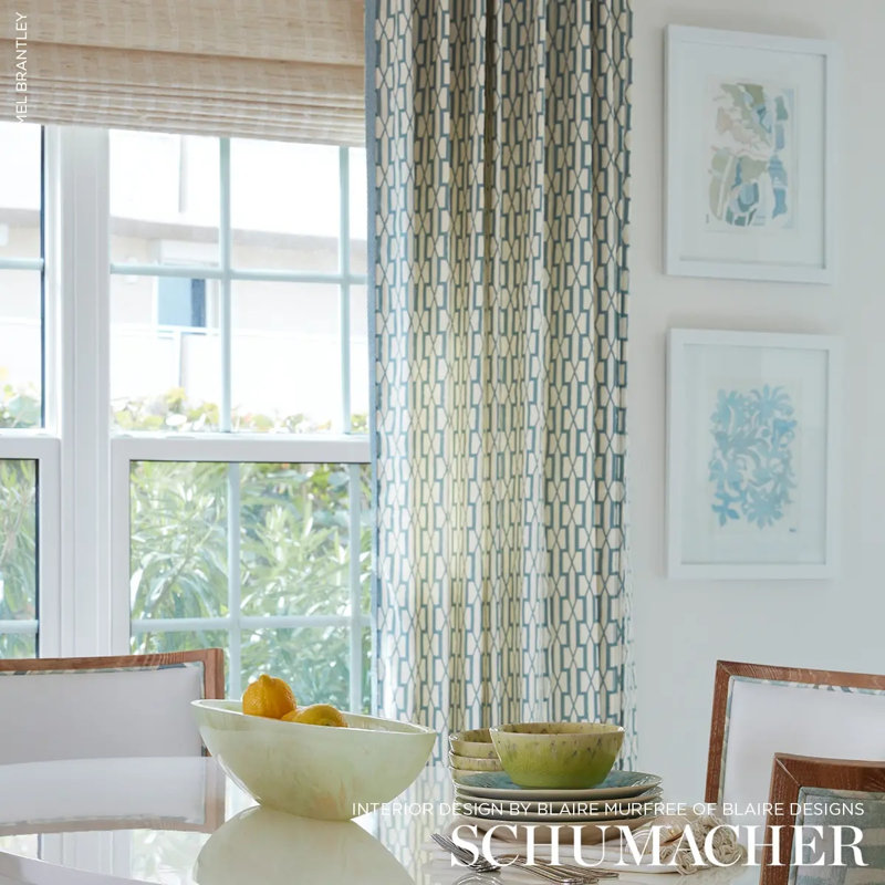 Tissu belvédère Schumacher x Veere Grenney, Bleu paon