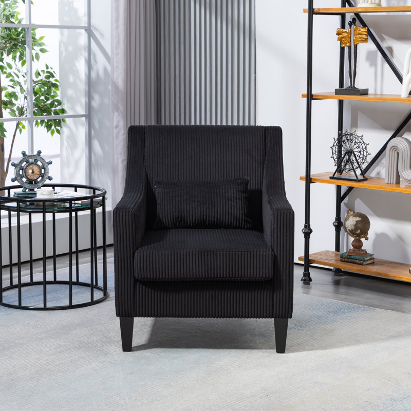 Fauteuil de 26,7 po de largeur, Velours côtelé noir