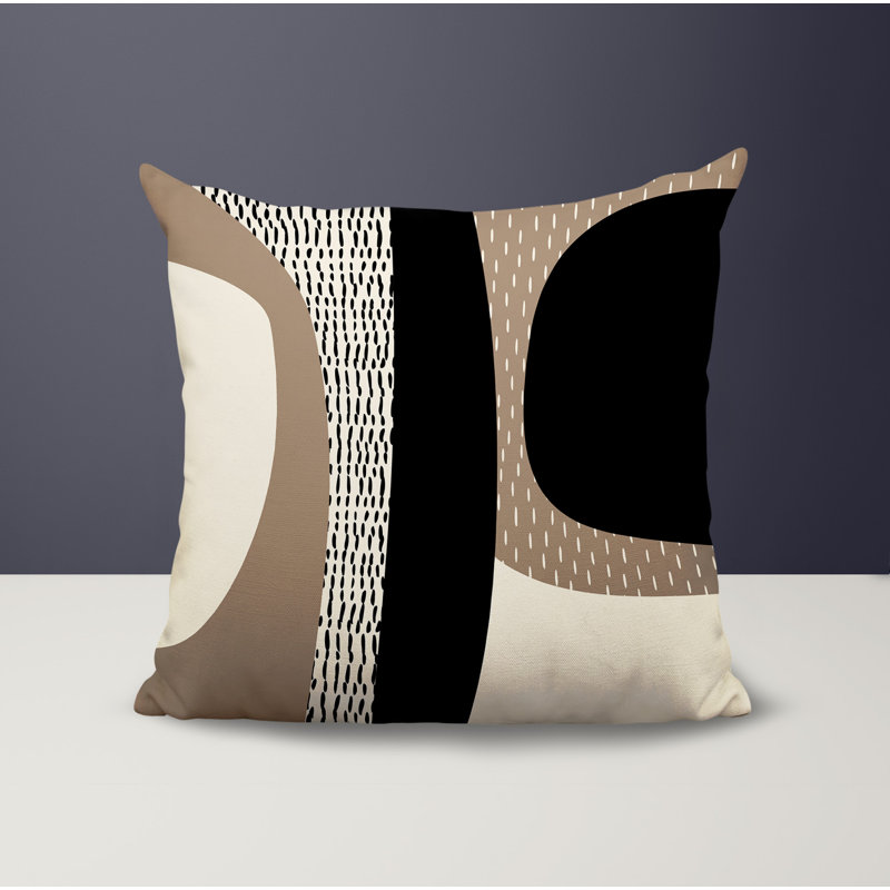 Coussin carré intérieur / extérieur pia, H 17 po x l 17 po, Beige / noir / blanc cassé