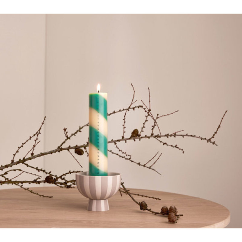 Christmas Calendar Unscented Pillar Candle, Green