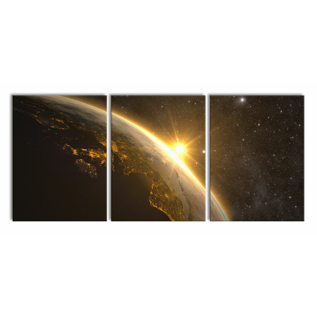 3-tlg. Leinwandbilder-Set Sun and Earth in Space