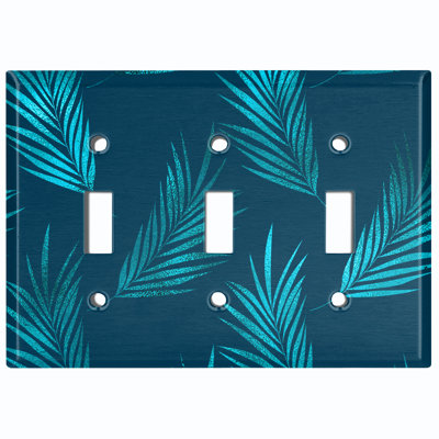Plaque murale 3 lumières Teal Jungle Leaves Plant