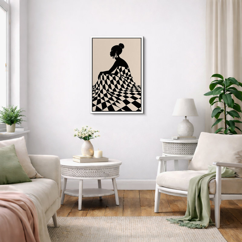 Art de femme géométrique minimaliste, images de salon, impression sur toile encadrée, impression numérique, Cadre blanc